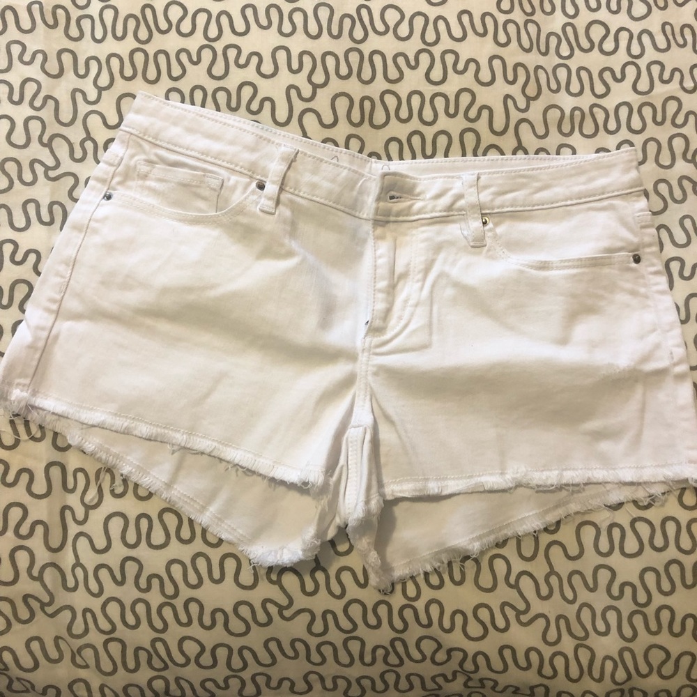 White denim cut-off shorts